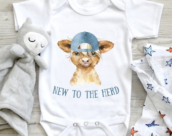 Farm Baby Boy Outfit, Farm Baby Bodysuit, Country Baby Announcement, New To The Herd Baby Bodysuit, Baby Boy Outfit, Newborn Boy Outfit