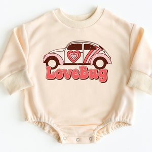 Love Bug Valentines Day Bubble Romper Sweatshirt, Valentines Baby Outfit, Valentines Day Shirt, Baby Valentines Outfit, Baby Bodysuit