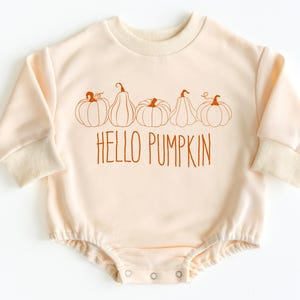Hello Pumpkin Bubble Romper Sweatshirt, Fall Baby Clothes, Thanksgiving Baby Outfit, Pumpkin Patch Baby Outfit, Baby Bodysuit, Baby Gifts