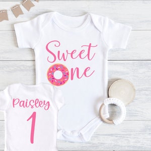 Sweet One Donut Birthday Outfit, First Birthday Baby Bodysuit, Baby Birthday Outfit, Baby Girl Birthday Outfit, 1st Birthday Outfit