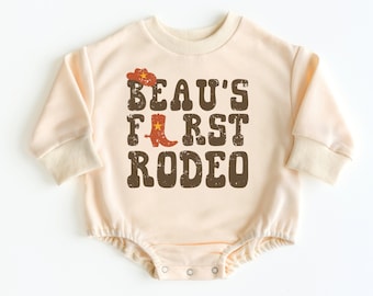 My First Rodeo Bubble Romper Sweatshirt, Rodeo Birthday, Baby Bodysuit, First Birthday Outfit, Birthday Boy Shirt, First Birthday Shirt