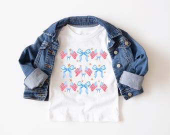 Coquette American Flag Toddler Shirt, Fourth Of July Kids Shirt, Toddler 4th Of July Shirt, Toddler Shirts, Kids Tees, Girl 4th Of July Tee