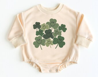 Shamrock St. Patrick's Day Bubble Romper Sweatshirt, St. Patrick's Day Baby Outfit, St. Patricks Day Shirt, Baby Bodysuit, Baby Outfit