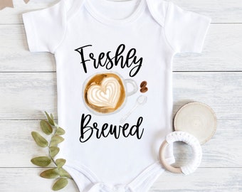 Freshly Brewed Baby Bodysuit, Coffee Pregnancy Announcement, Newborn Outfit, Coffee Baby Shower, Newborn Gifts, Baby Shower Gift, Baby Gifts