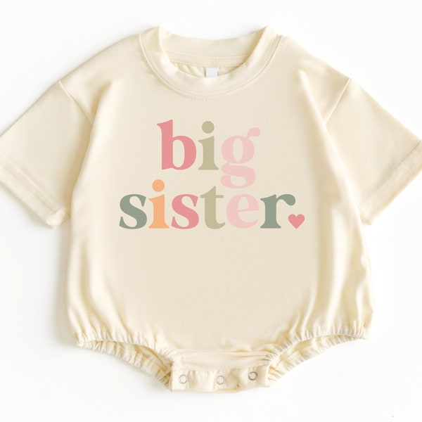 Big Sister Baby T Shirt Bubble Romper, Big Sister Gift, Baby Bodysuit, Baby Girl Outfit, Pregnancy Announcement, Bubble Romper, Baby Reveal