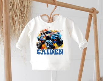 Monster Truck Toddler Sweatshirt, Custom Kids Gifts, Toddler Boy Shirt, Boy Shirts, Kids Sweatshirt, Gift For Kids, Toddler Sweatshirt