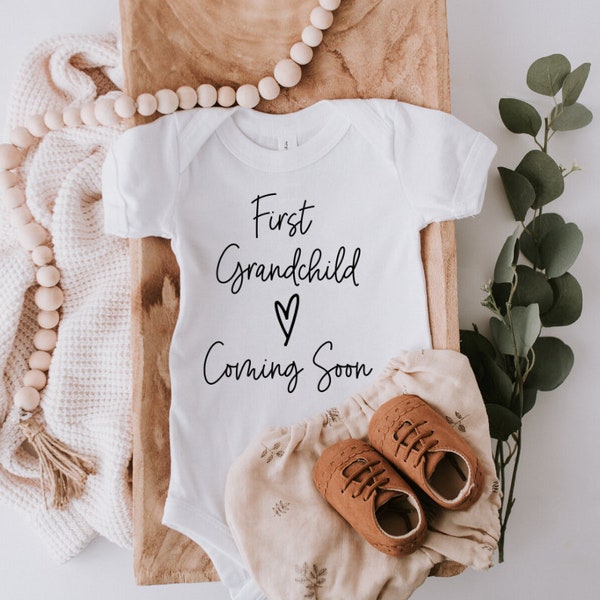 First Grandchild Baby Bodysuit, Pregnancy Announcement, Newborn Outfit, Grandparents Pregnancy Announcement, Grandparents To Be Gift