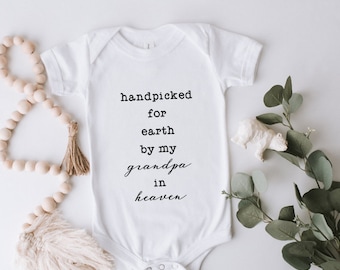 Handpicked For Earth By My Grandpa In Heaven Baby Bodysuit, Baby Bodysuit, Baby Announcement, Pregnancy Announcement, Baby Shower Gift