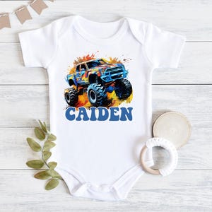 Monster Truck Baby Bodysuit, Custom Baby Outfit, Baby Boy Gift, Baby Shower Gift, Baby Boy Outfit, Baby Bodysuit, Cute Baby Clothes