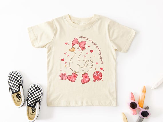 Valentines Goose T Shirt, Silly Goose Tee, Girl Valentines Tee, Kids Valentines Day Shirt, Toddler Valentines Tee, Goose T Shirt, Cute Tees