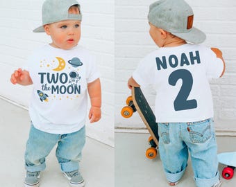 Two The Moon Birthday Shirt, Space Birthday Shirt, Second Birthday Shirt, Birthday Boy Shirt, 2nd Birthday Tee, Boy Birthday Shirt, Boy Tees