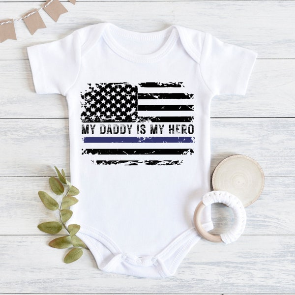 Police Baby Announcement, Police Baby Bodysuit, My Daddy Is My Hero Baby Bodysuit, Police Baby Outfit, Dad Pregnancy Announcement, Baby Gift