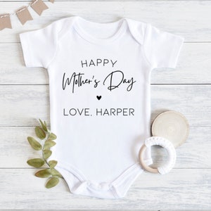 Happy Mother&#39;s Day Baby Bodysuit, Mother&#39;s Day Baby Outfit, Mother&#39;s Day Gift, Baby Bodysuit, Our First Mother&#39;s Day Baby Bodysuit, Mom Gift