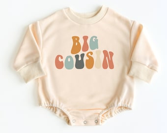 Big Cousin Bubble Romper Sweatshirt, Baby Bodysuit, Cousin Shirt, Baby Outfit, Pregnancy Announcement, Family Shirt, Big Cousin Gift