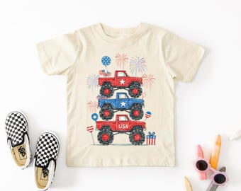 4th Of July Monster Truck T Shirt, Boy 4th Of July Tee, Kids Independence Day T Shirt, Toddler 4th Of July Shirt, Kids 4th Of July T Shirt