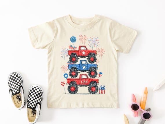4th Of July Monster Truck T Shirt, Boy 4th Of July Tee, Kids Independence Day T Shirt, Toddler 4th Of July Shirt, Kids 4th Of July T Shirt