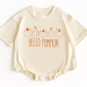 Hello Pumpkin Bubble Romper T Shirt, Fall Baby Clothes, Thanksgiving Baby Outfit, Pumpkin Patch Baby Outfit, Baby Bodysuit, Fall Baby Outfit