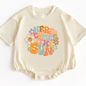 Here Comes The Sun T Shirt Bubble Romper, Baby Bodysuit, Summer Baby Outfit, Cute Baby Gift, Baby Girl Clothes, Baby Gift, Bubble Romper image 1
