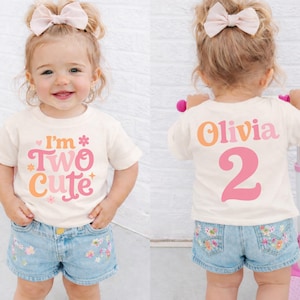 Two Cute Birthday Shirt, Girl Second Birthday Shirt, Birthday Girl Shirt, 2nd Birthday Tee, Two Cute Birthday Tee, 2nd Birthday Outfit image 2