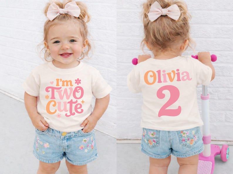 Two Cute Birthday Shirt, Girl Second Birthday Shirt, Birthday Girl Shirt, 2nd Birthday Tee, Two Cute Birthday Tee, 2nd Birthday Outfit image 2