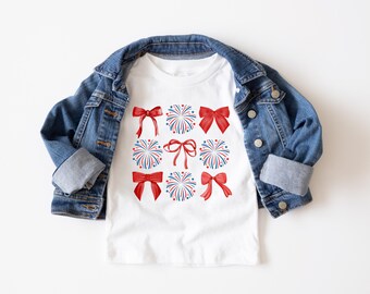 Coquette Fireworks Toddler Shirt, Fourth Of July Kids Shirt, Toddler 4th Of July Shirt, Toddler Shirts, Kids Tees, Girl 4th Of July Tee