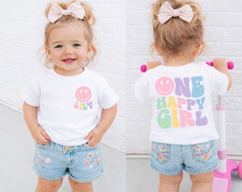 Camiseta de niña feliz, camiseta de cumpleaños sonriente, camiseta de primer cumpleaños, camiseta de cumpleañera, cumpleaños de niña pequeña, camisetas para niños pequeños, camisetas para niños
