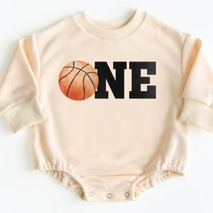 Basketball Birthday Bubble Romper Sweatshirt, Baby Bodysuit, Basketball Birthday, First Birthday Outfit, Basketball Birthday Shirt, Boy Gift