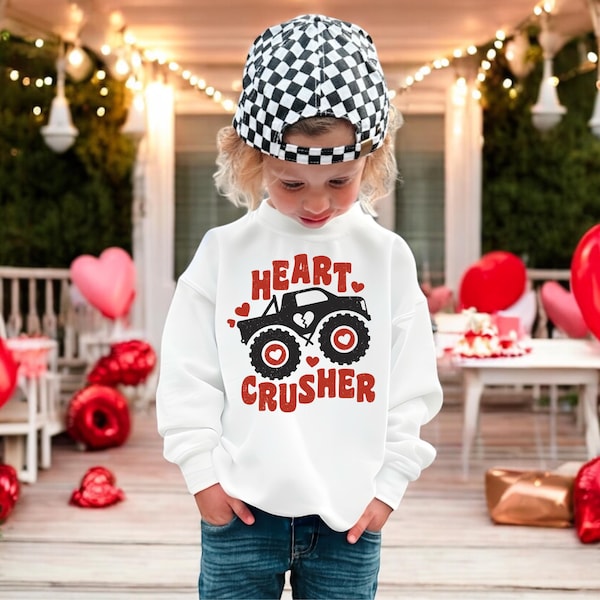 Suéter Heart Crusher Valentines, sudadera para el día de San Valentín para niños pequeños, sudadera para el día de San Valentín para niños, sudadera para el día de San Valentín para niños