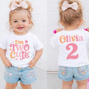 Two Cute Birthday Shirt, Girl Second Birthday Shirt, Birthday Girl Shirt, 2nd Birthday Tee, Two Cute Birthday Tee, 2nd Birthday Outfit image 1