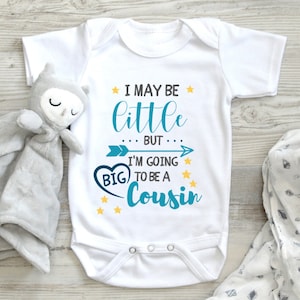 Big Cousin Baby Bodysuit, Cousin Pregnancy Announcement, I May Be Little But I'm Going To Be A Big Cousin Baby Bodysuit, Pregnancy Reveal
