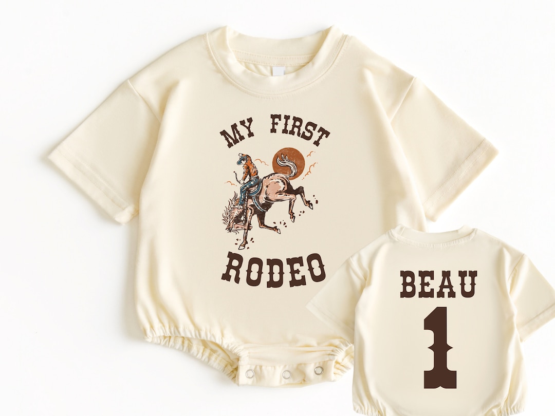 My First Rodeo T Shirt Bubble Romper, Rodeo Birthday, Baby Bodysuit ...