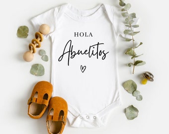 Hola Abuelitos Baby Bodysuit, Baby Bodysuit, Spanish Pregnancy Announcement, Grandparents Pregnancy Announcement, Futuros Abuelitos