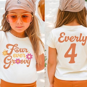 Four Ever Groovy Birthday Shirt, Girl Fourth Birthday Shirt, Groovy Birthday Tee, 4th Birthday Tee, Kids Birthday Shirt, Girl Birthday Shirt