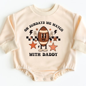 Sunday Football With Daddy Bubble Romper Sweatshirt, Baby Bodysuit, Football Baby Outfit, Dad Gift, Cute Baby Clothes, Baby Gifts