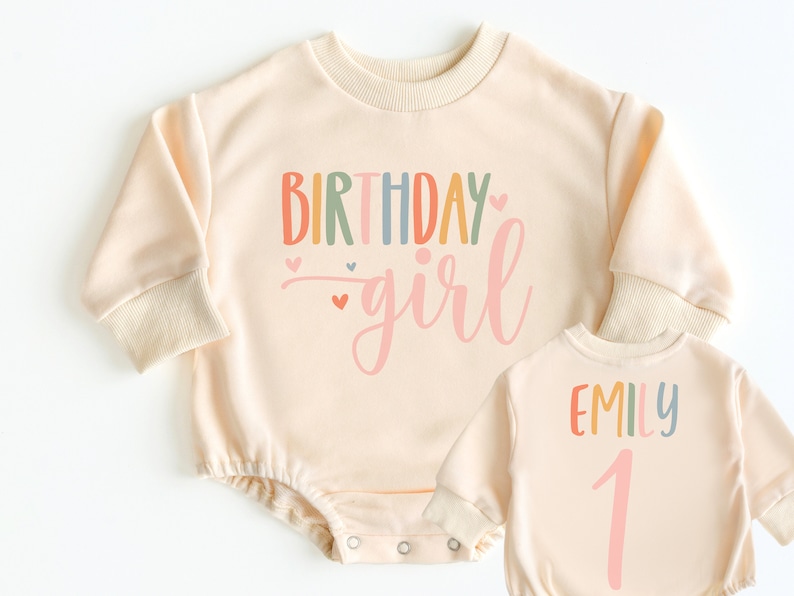 Birthday Girl Bubble Romper Sweatshirt, Baby Bodysuit, Birthday Girl