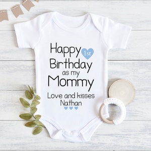 Happy Birthday Mommy Baby Bodysuit, Mommy Birthday Baby Bodysuit, Baby Boy Outfit, Mom Gift From Baby, Mom And Son, Baby Boy Clothes