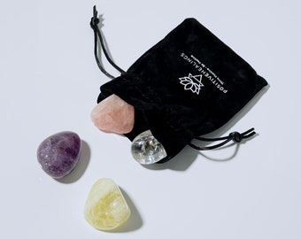 Self-Love Healing Crystal Set: Rose Quartz, Amethyst, Citrine