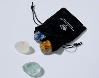 Positive Vibes Crystal Healing Set: Tumbled Gemstones with Velvet Pouch