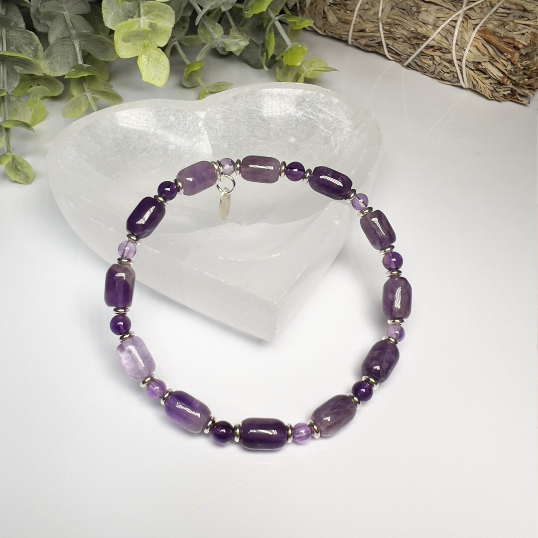 Amethyst Energy Healing Bracelet 925 Sterling Silver Etsy