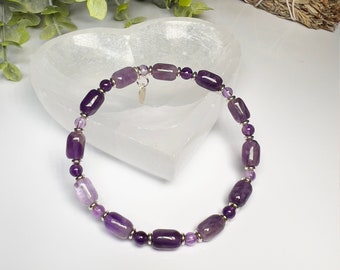 Amethyst Energy Healing Bracelet, 925 Sterling Silver Bracelet, Purple Amethyst Bracelet, Gemstone Bracelet Handmade Jewelry