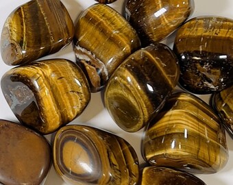 Tigerauge polierter Trommelstein - Heilende Kristalle, Taschensteine