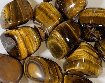 Tiger's Eye Polished Tumbled Stone - Metaphysical Crystals, Healing Crystals, Tumbled Stones, Pocket Stones