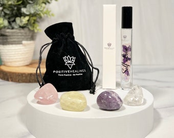 Self Love Gift Set - Intention Crystal Infused Roll-On and Crystal Healing Set