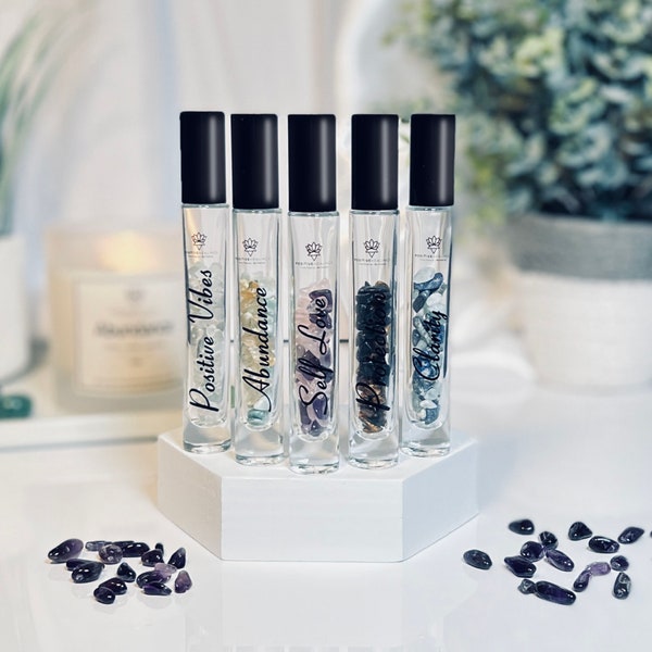 Crystal Infused Roll-On Bottles • Healing Essential Oil Roll-on Crystals