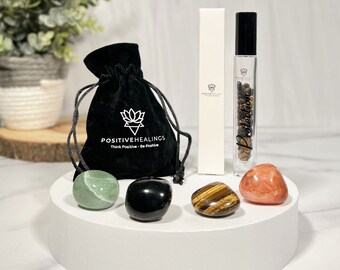 Protection Gift Set - Intention Crystal Infused Roll-On and Crystal Healing Set