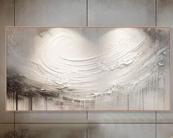 3D-weiße minimalistische Meereswellen Kunstmalerei auf Leinwand Weiße 3D-Strukturmalerei Wabi-Sabi-Wandkunst Wohnzimmermalerei Moderaumdekor