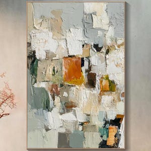 Abstract Texture Painting on Canvas Textured Wall Art Neutral Orange Painting Modern Minimalist Art Contemporary Thick Oil Wall Decor