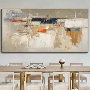 Abstract Painting On Canvas 3D Hand-Painted Textured Wall Art Neutral and Bold Contemporary Art Modern Decor Minimalist Living Room Decor