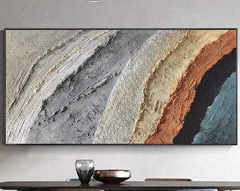 Terracotta texture painting Wabi-Sabi Style Abstract Art  Living Room Decor Hand-painted Texture Modern Abstract Original Canvas painting