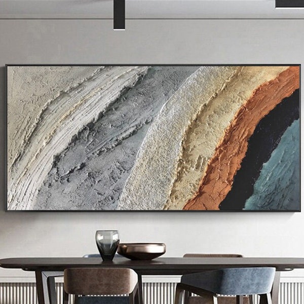 Terracotta texture painting Wabi-Sabi Style Abstract Art  Living Room Decor Hand-painted Texture Modern Abstract Original Canvas painting